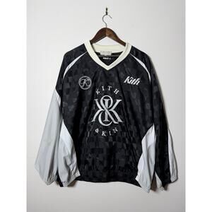 kith satin checkered satin dayton pullover in black XL